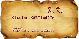 Kittler Kálmán névjegykártya